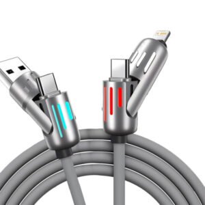 4 in 1 Functional 240W Super Fast Charge USB Type C Liquid Silicone Aluminum Alloy Data Cable For iPhone