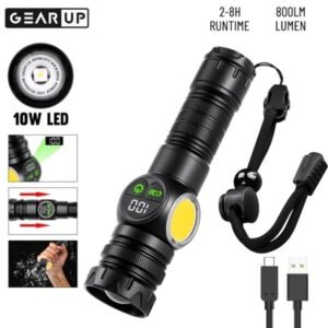 GearUP K60 – Outdoor Flashlight Telescopic Zoom 10W COB + LED 800 Lumens Torchlight