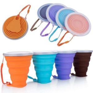 Portable Foldable Collapsible outdoor Travel Silicone Coffee Cup with cover folding water